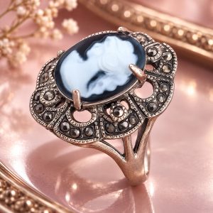 Bague Camée Blanche & Noire