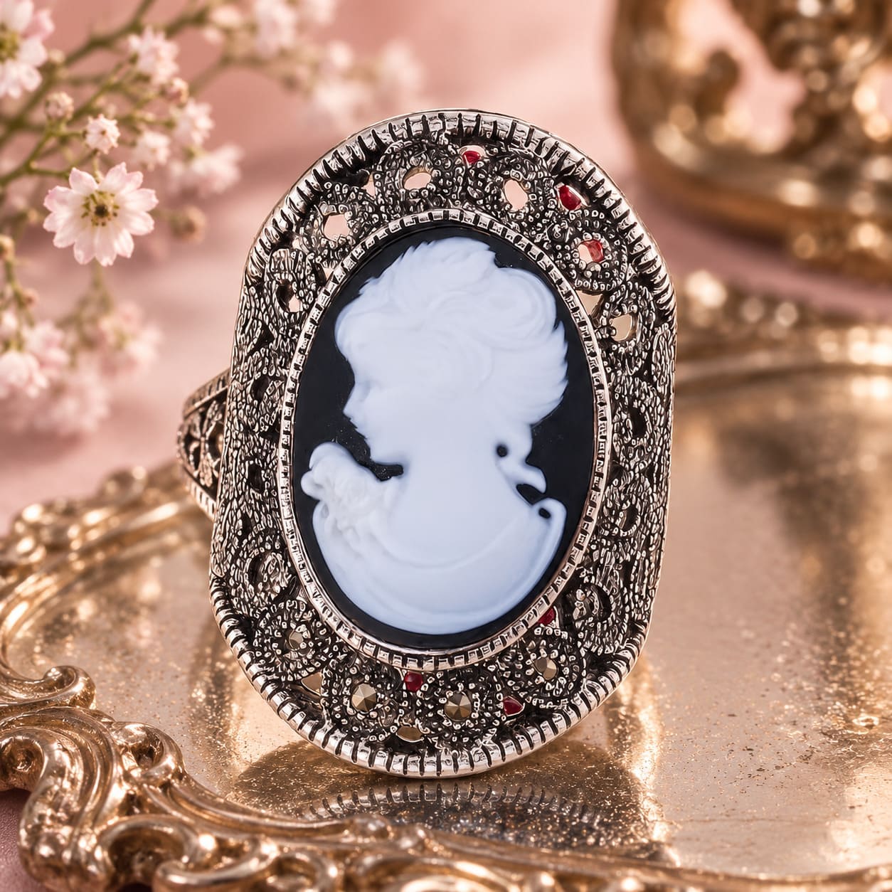 Bague Camée Blanche & Noire