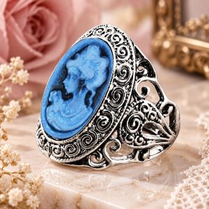 Bague Camée Bleue Intense
