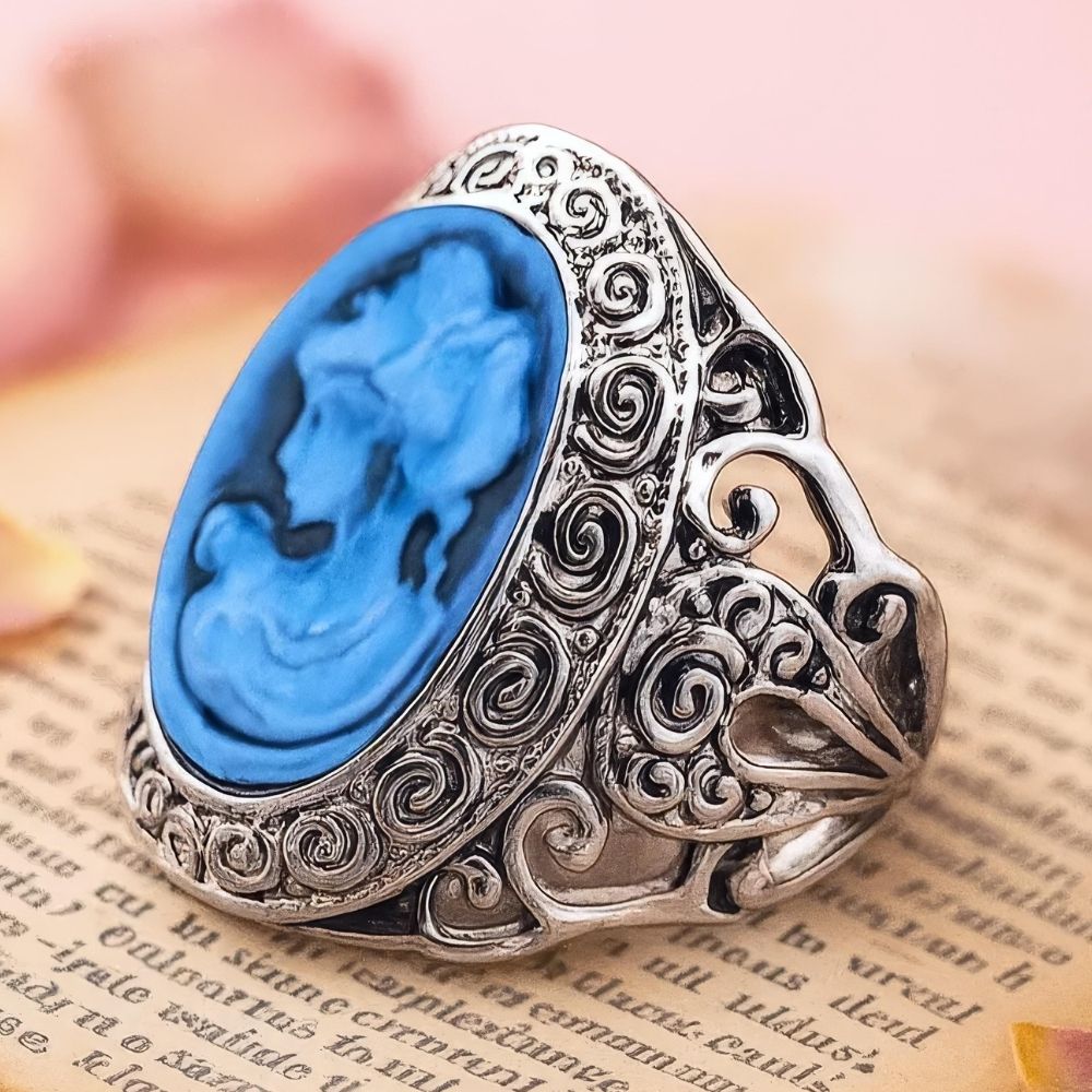 Bague Camée Bleue Intense