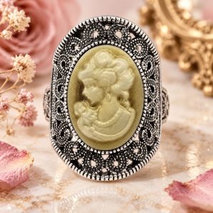 Bague Camée Jaune Marron