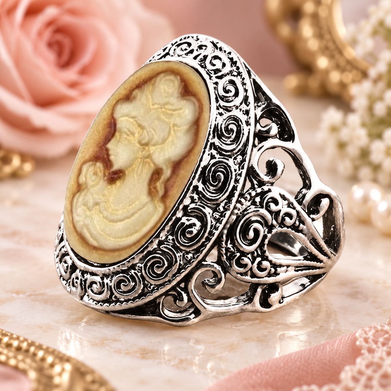 Bague Camée Plaquée Or