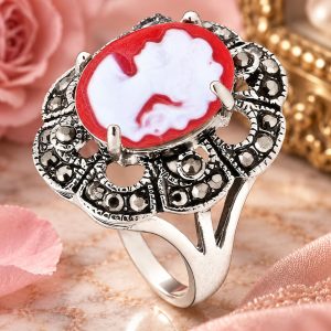 Bague Camée Rouge et Blanche