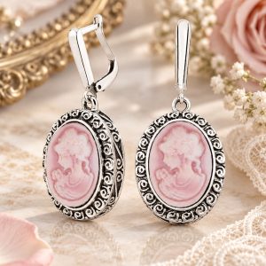 Boucles d'Oreilles Camées Roses