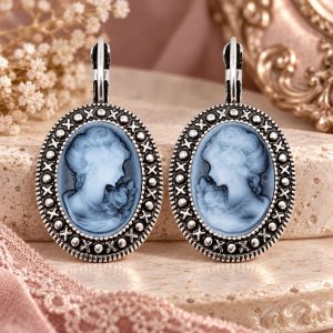 Boucles d'Oreilles Camées Visage Angélique