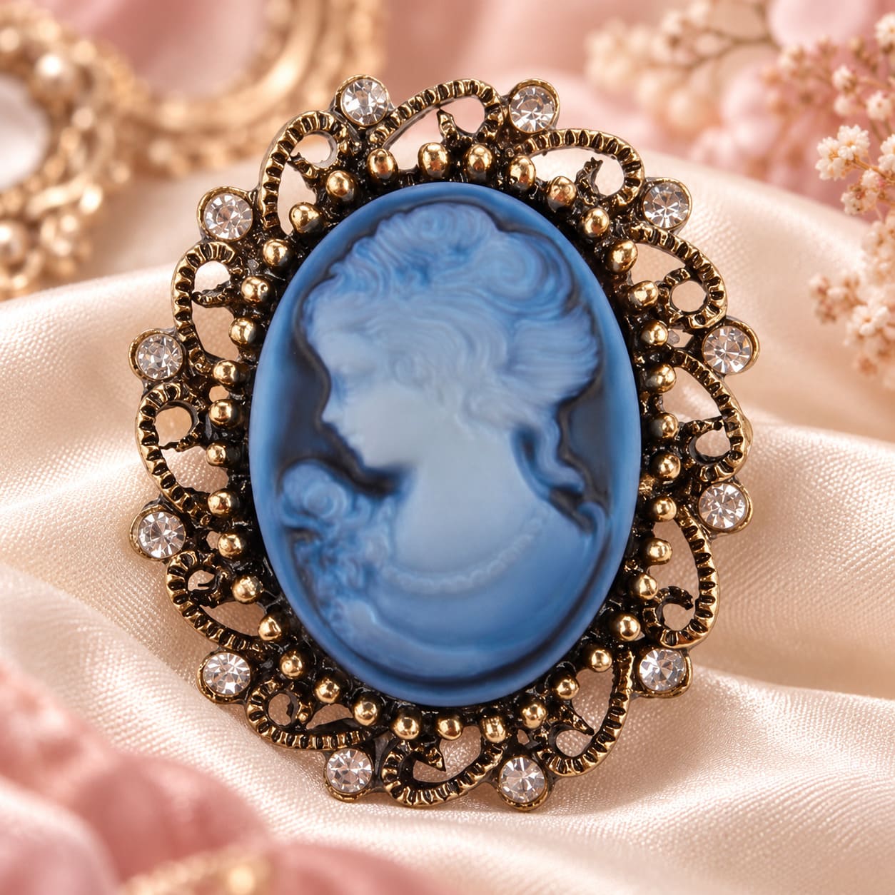 Broche Camée Bleue