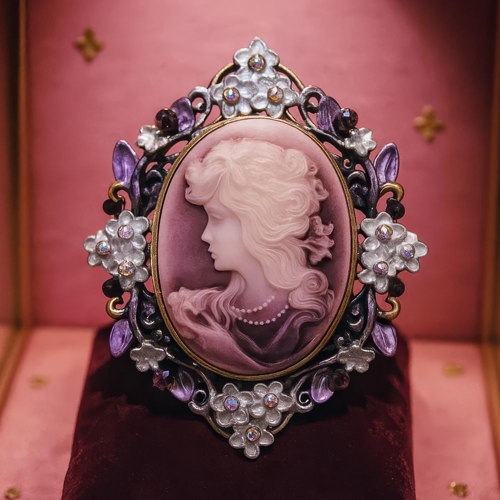 Broche Camée Rose