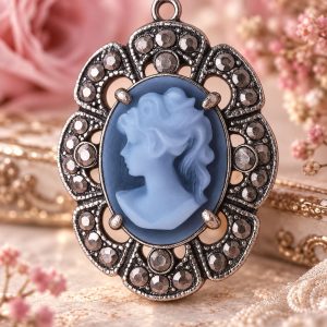 Pendentif Camée Bleuté