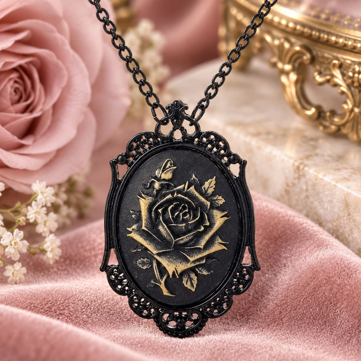 Pendentif Camée Fleurs de Rose