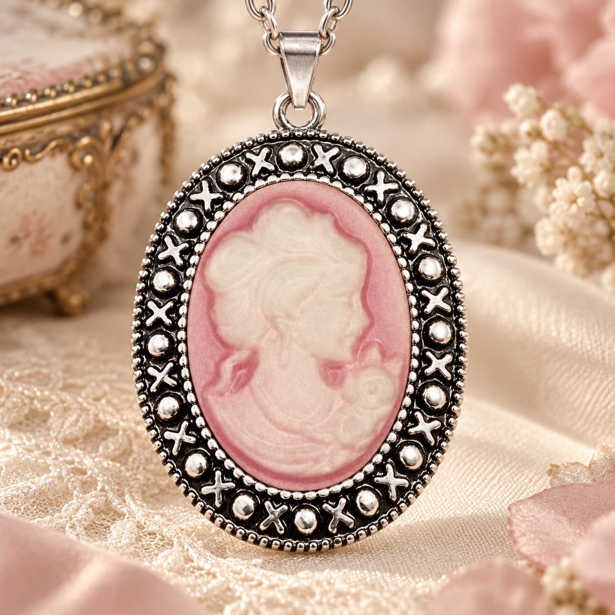 Pendentif Camée Rose