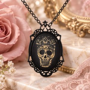 Pendentif Camée Tête de Mort Mexicaine - Calavera