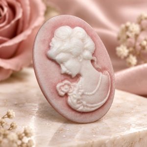 Pendentif Camée Vintage Rose et Blanc