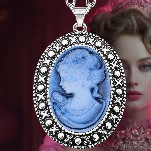 Pendentif Camée En Or 18k Bleu - Bijou D'occasion Remis à Neuf - Poids 0.65g