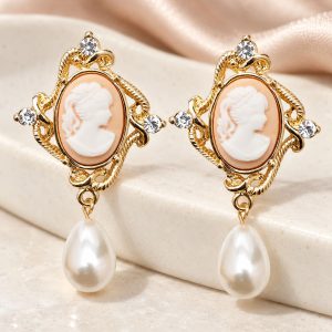 Boucles d'Oreilles Camées Goute Pendante