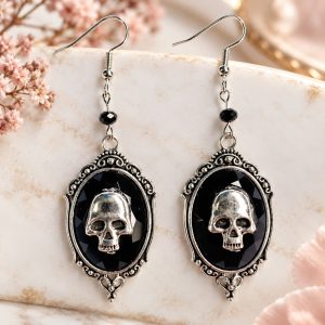 Boucles d'Oreilles Camées Tête de Mort