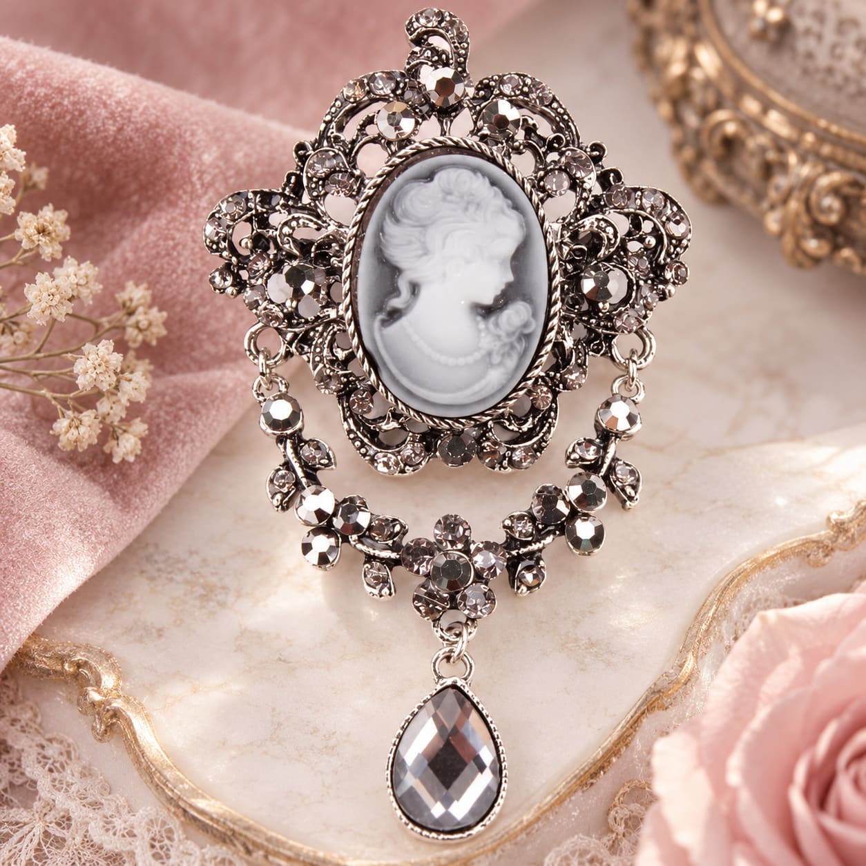 Broche Camée Goutte d'Eau