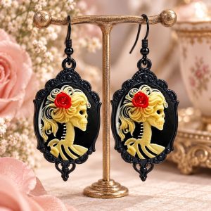 Boucles d'Oreilles Camées Squelette Féminin