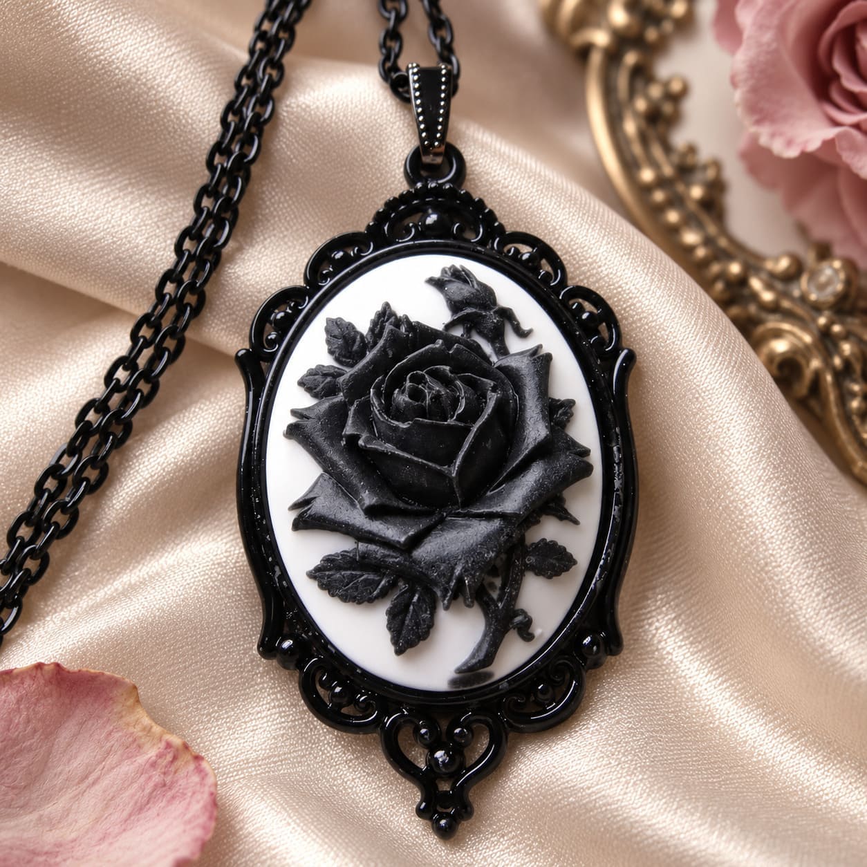 Pendentif Camée Rose Immortelle