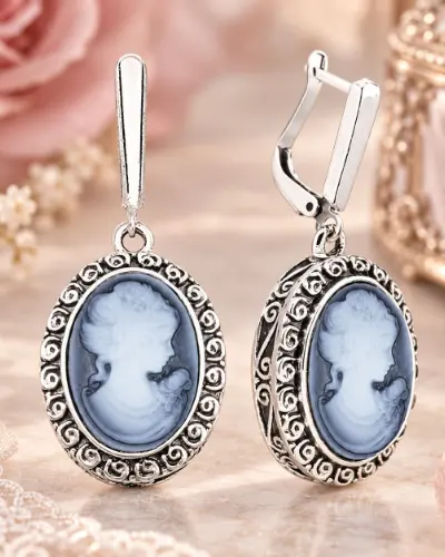 Boucles d’Oreilles Camées 19ème Siècle